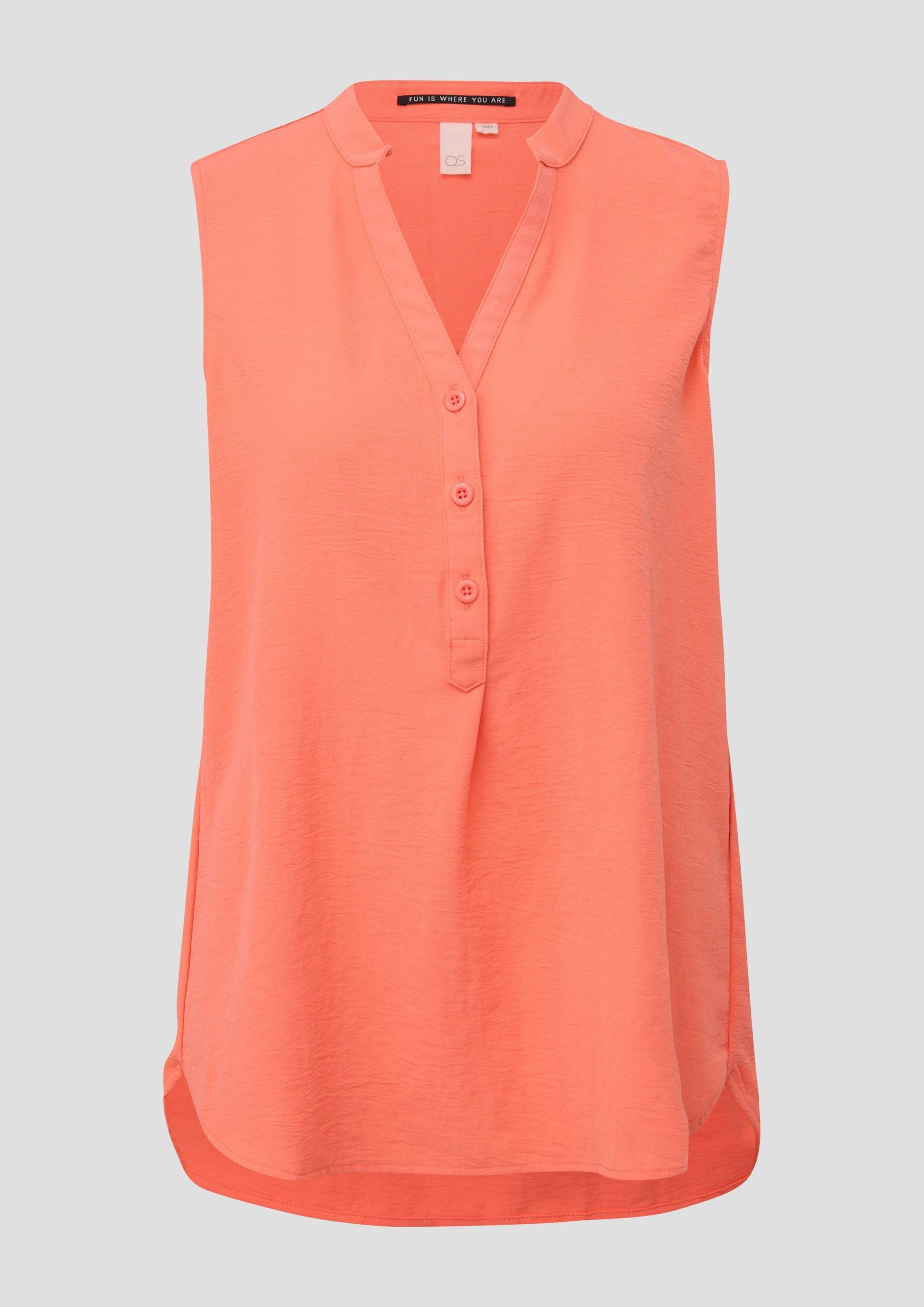 QS - Ärmellose Bluse aus Crêpe, Damen, Orange von QS