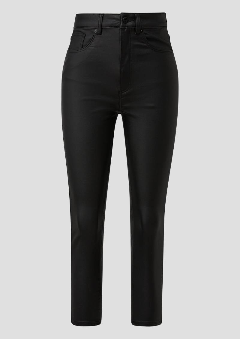 QS - Sadie / Skinny Fit / High Rise / Skinny Leg / Ankle-Länge mit Coating, Damen, schwarz von QS