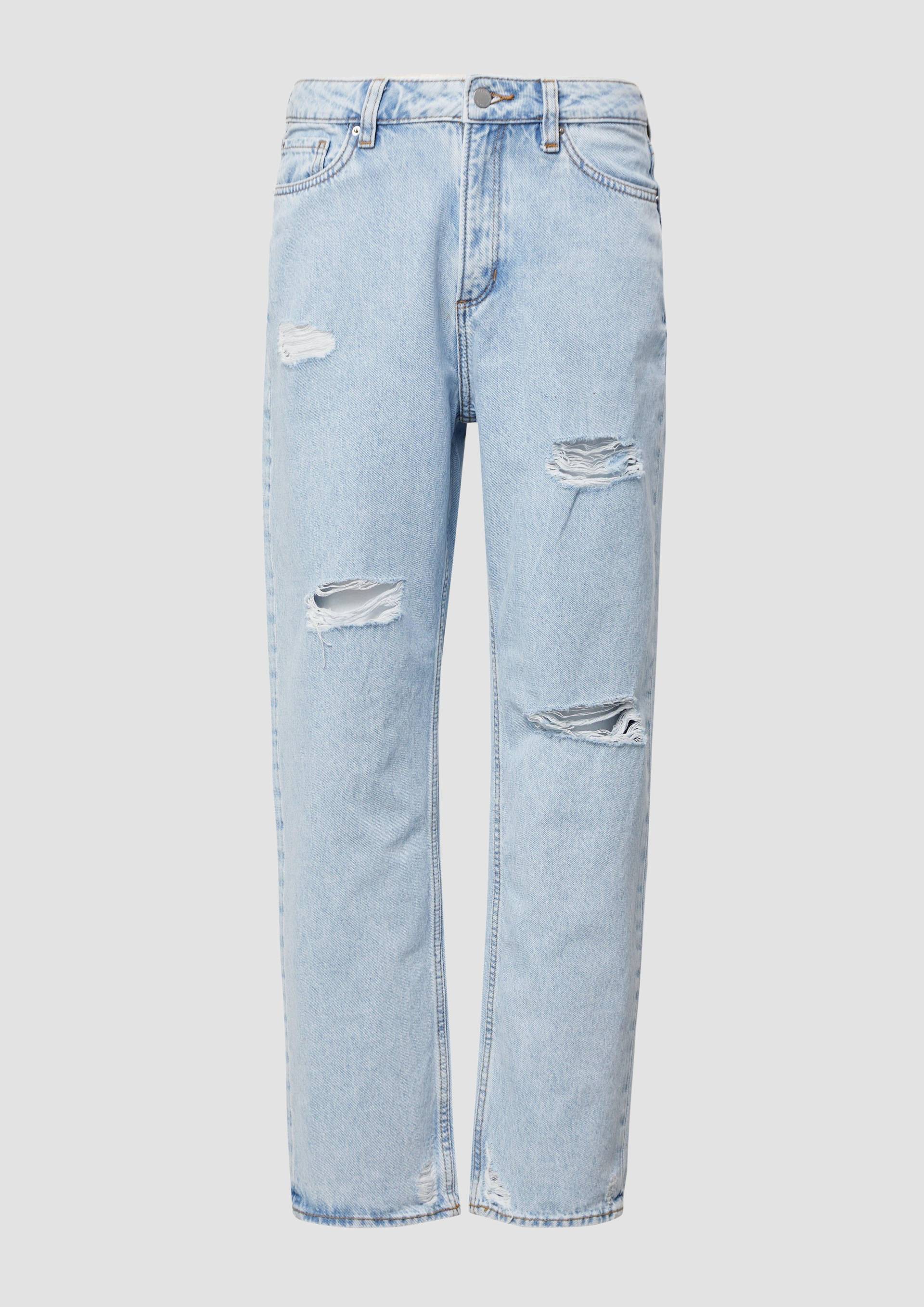 QS - Ankle-Jeans Tizie / Slim Fit / High Rise / Tapered Leg / Destroyed Details, Damen, blau QS - Ankle-Jeans Tizie / Slim Fit / High Rise / Tapered Leg / Destroyed Details, Damen, blau von QS