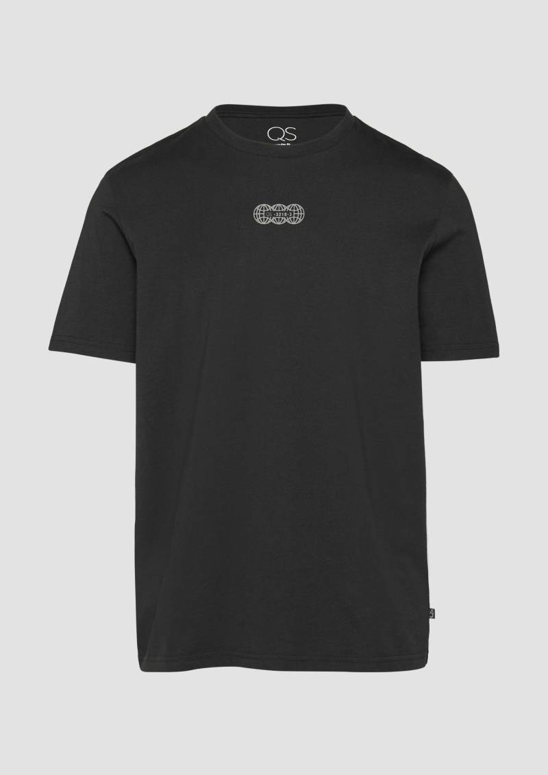 QS - Basic Rundhals T-Shirt mit Frontprint, Herren, schwarz QS - Basic Rundhals T-Shirt mit Frontprint, Herren, schwarz von QS