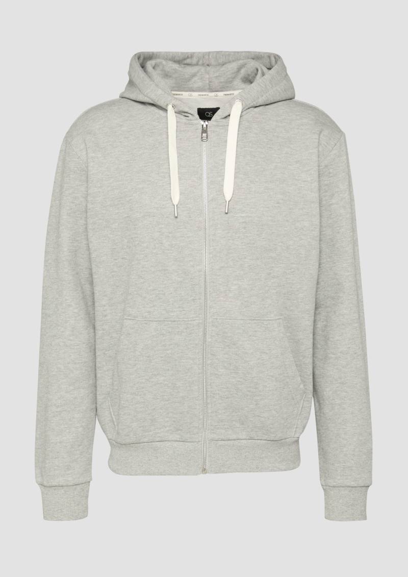 QS - Basic-Sweatjacke mit Kapuze, Herren, grau von QS