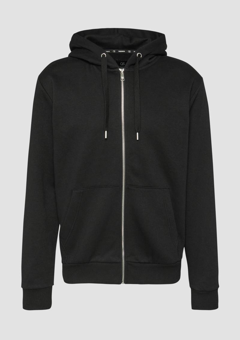 QS - Basic-Sweatjacke mit Kapuze, Herren, schwarz von QS