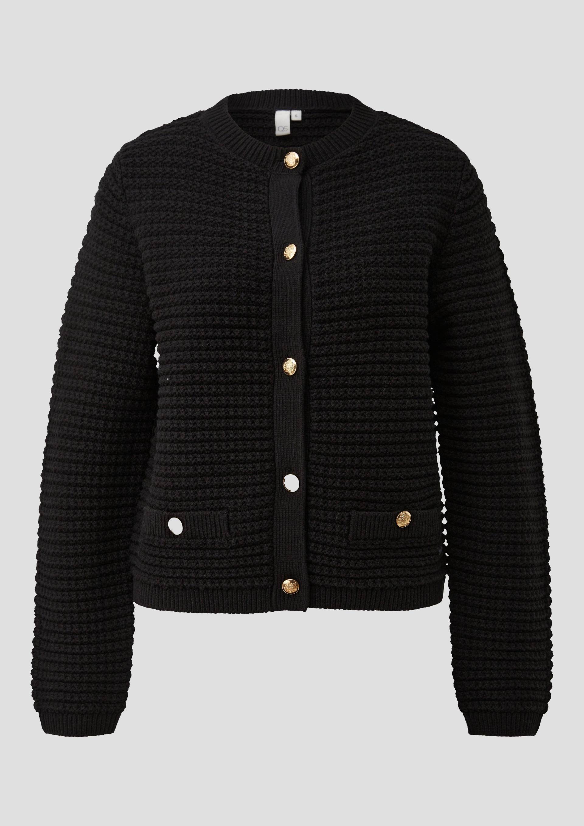 QS - Baumwollmix-Cardigan mit goldenen Knöpfen, Damen, schwarz QS - Baumwollmix-Cardigan mit goldenen Knöpfen, Damen, schwarz von QS