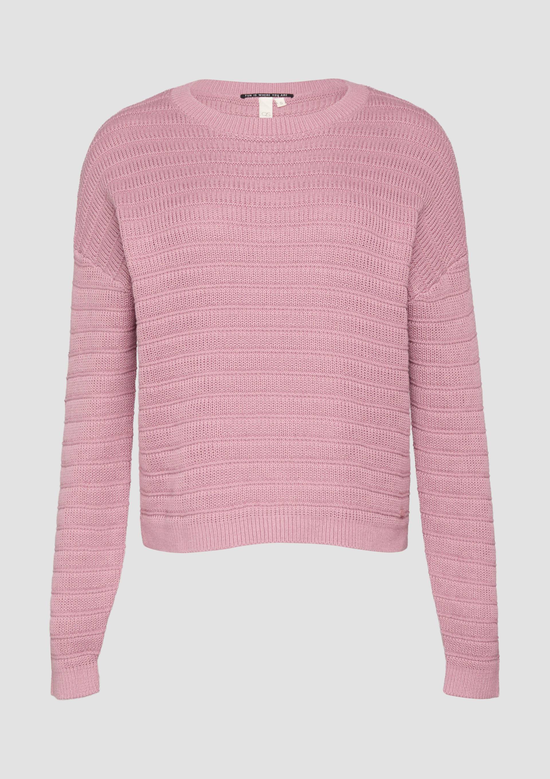 QS - Baumwollmix-Pullover mit Strukturmuster, Damen, Rosa von QS