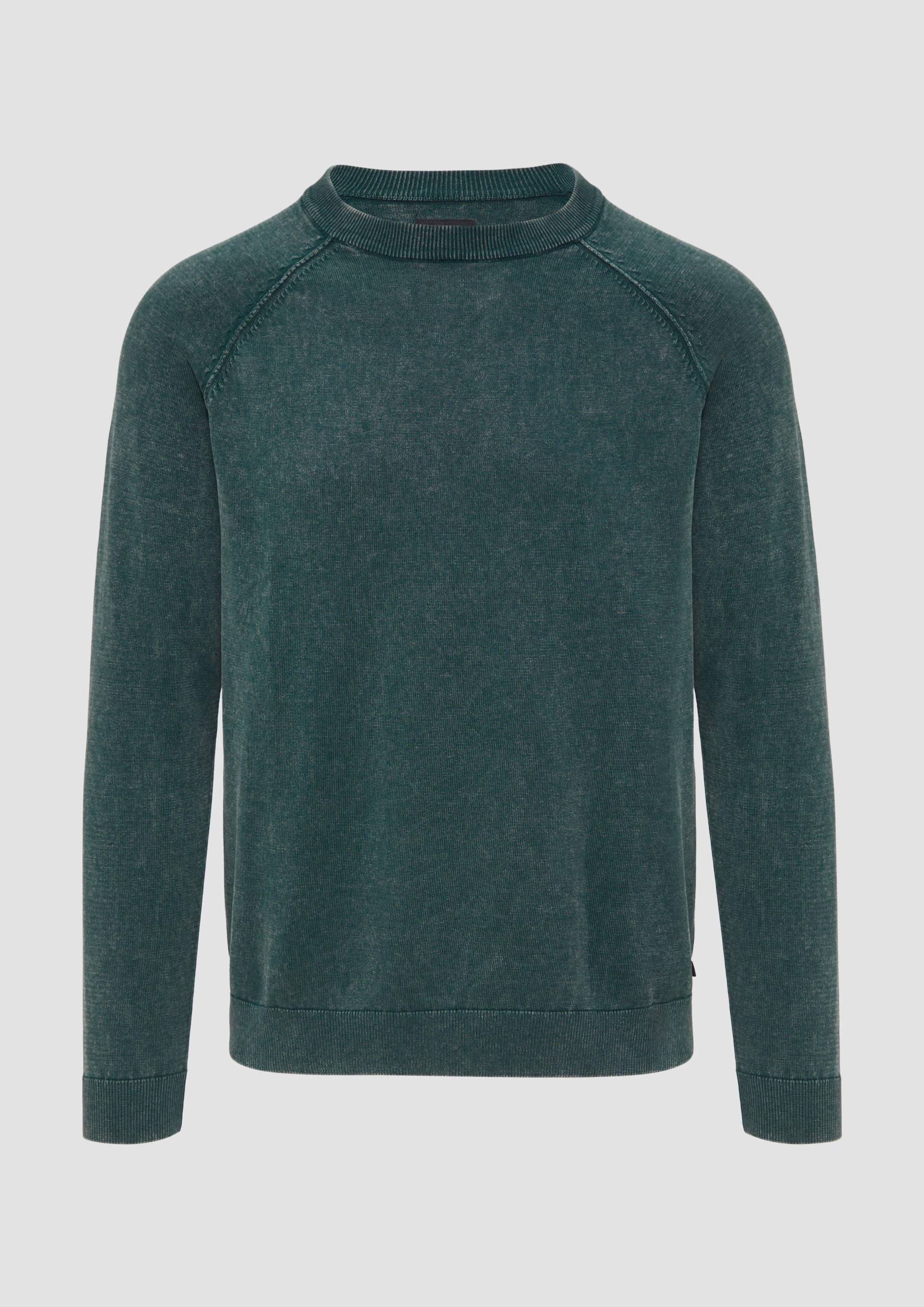 QS - Baumwollpullover im Used-Look, Herren, grün von QS