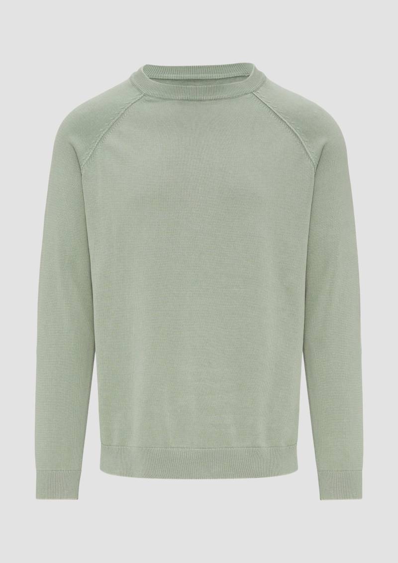 QS - Baumwollpullover im Used-Look, Herren, grün von QS
