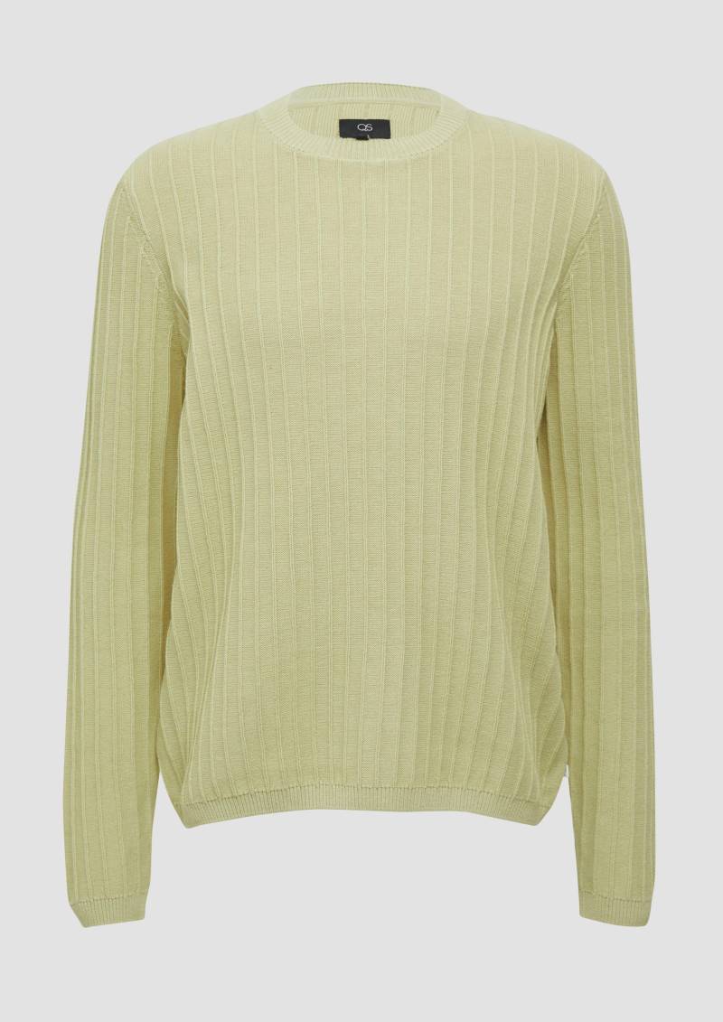 QS - Baumwollpullover in Strukturstrick, Herren, Grün von QS
