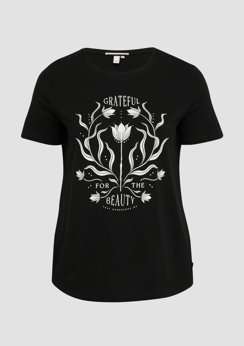 QS - Baumwollshirt mit Fronprint, Damen, schwarz von QS