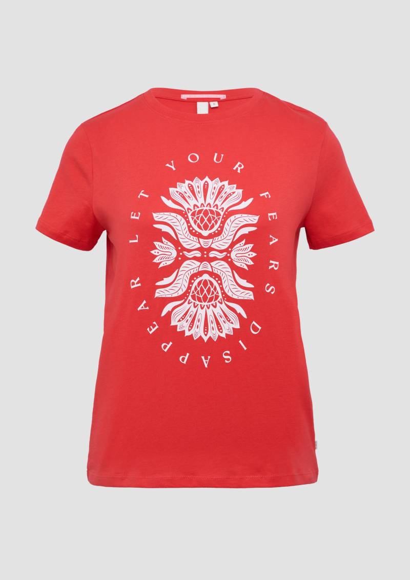 QS - Baumwollshirt mit Frontprint, Damen, rot von QS