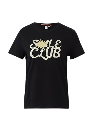 QS Baumwollshirt mit Frontprint schwarz S von QS