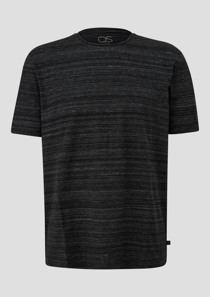 QS - Baumwollshirt mit Melangeeffekt und Rollkante, Herren, schwarz QS - Baumwollshirt mit Melangeeffekt und Rollkante, Herren, schwarz von QS