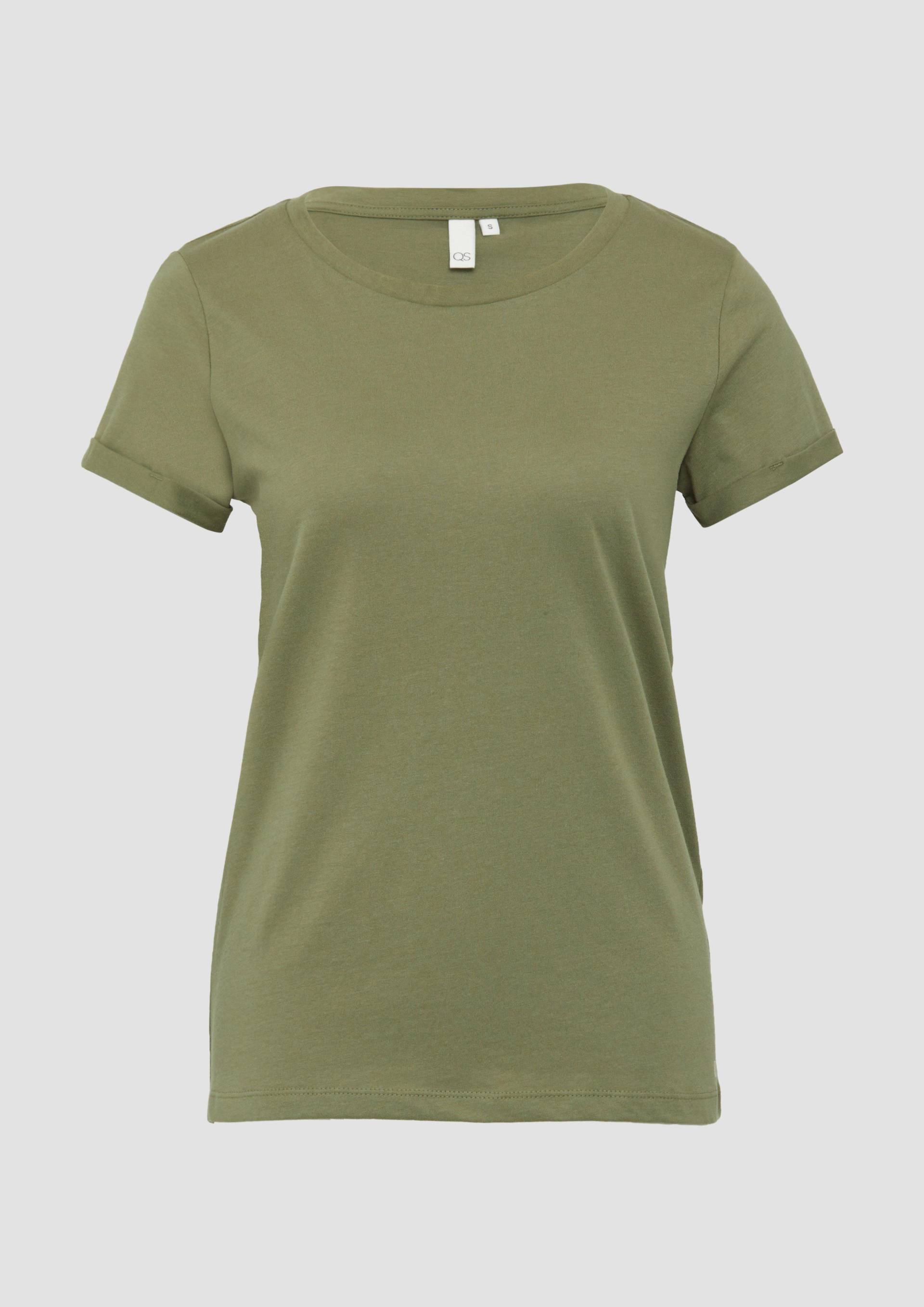 QS - Jerseyshirt mit Crew Neck, Damen, Grün von QS