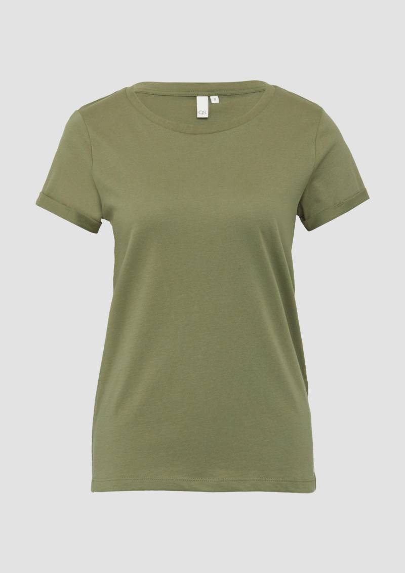 QS - Jerseyshirt mit Crew Neck, Damen, Grün von QS