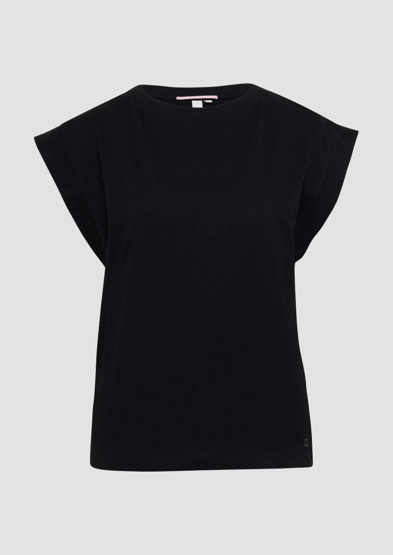 QS - Baumwollshirt mit überschnittenen Schultern, Damen, schwarz QS - Baumwollshirt mit überschnittenen Schultern, Damen, schwarz von QS