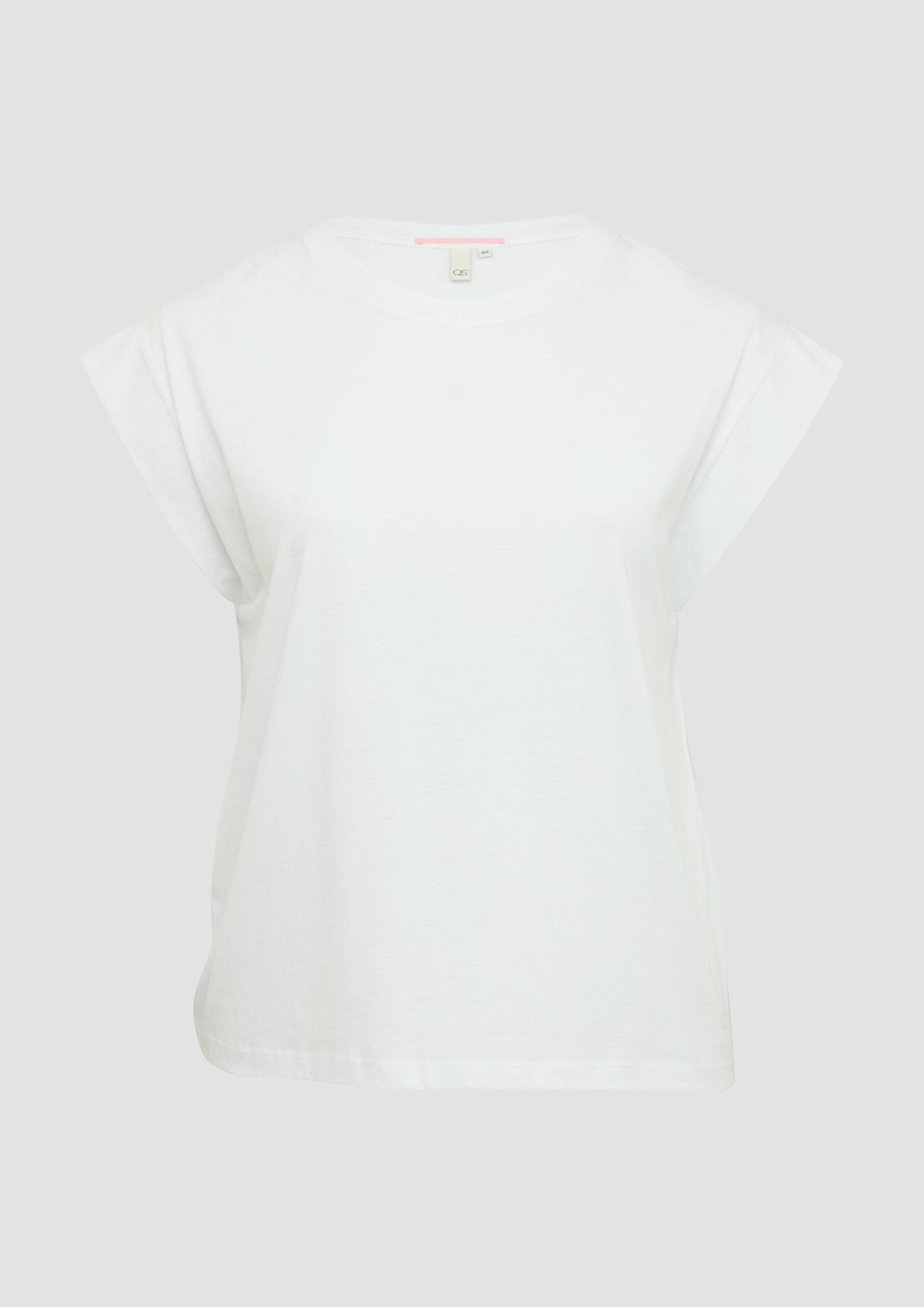 QS - Baumwollshirt mit Schulterdetail, Damen, weiß von QS