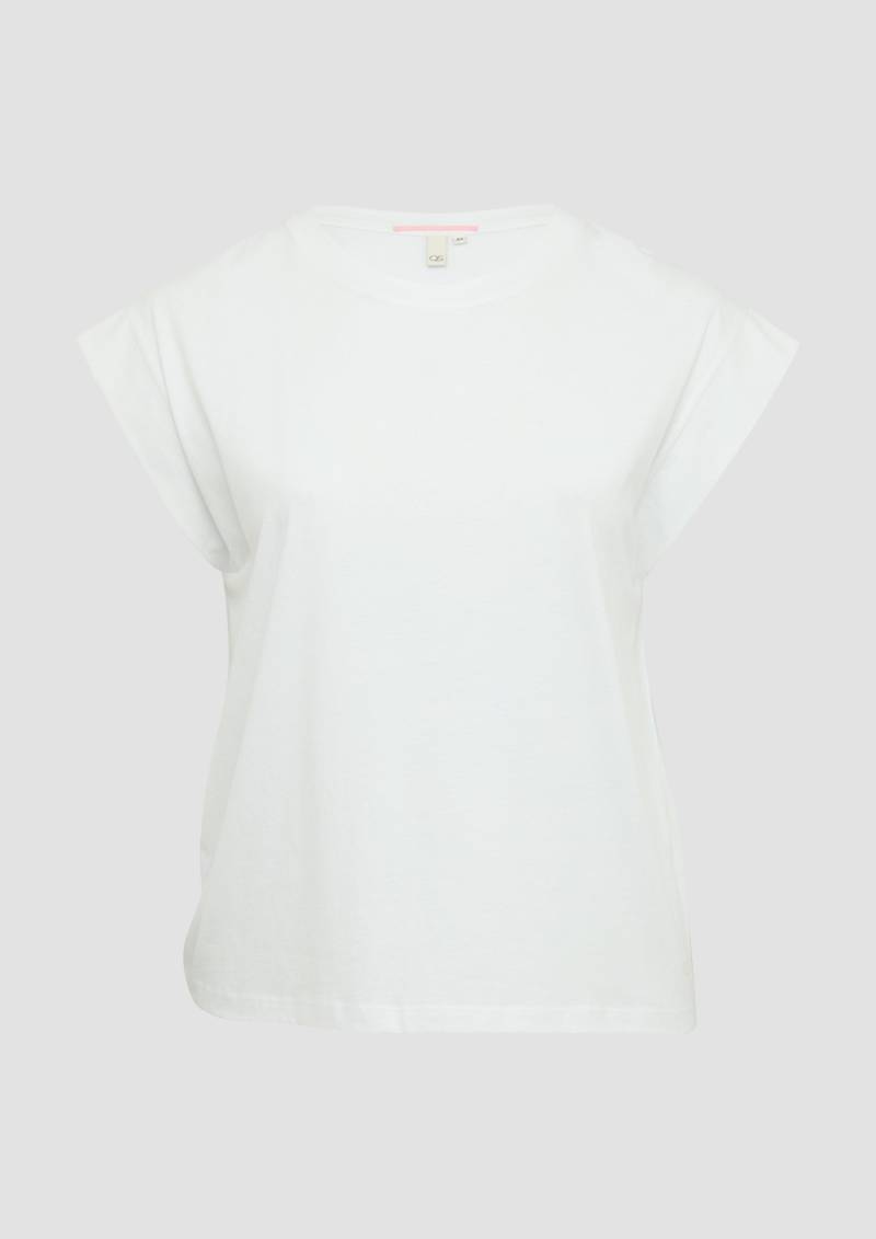 QS - Baumwollshirt mit Schulterdetail, Damen, weiß von QS