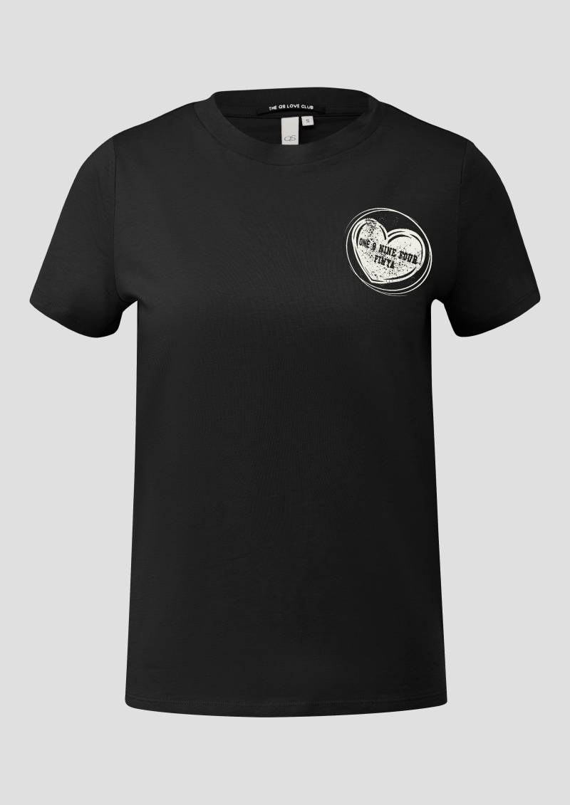 QS - Baumwollshirt mit kleinem Frontprint, Damen, schwarz QS - Baumwollshirt mit kleinem Frontprint, Damen, schwarz von QS