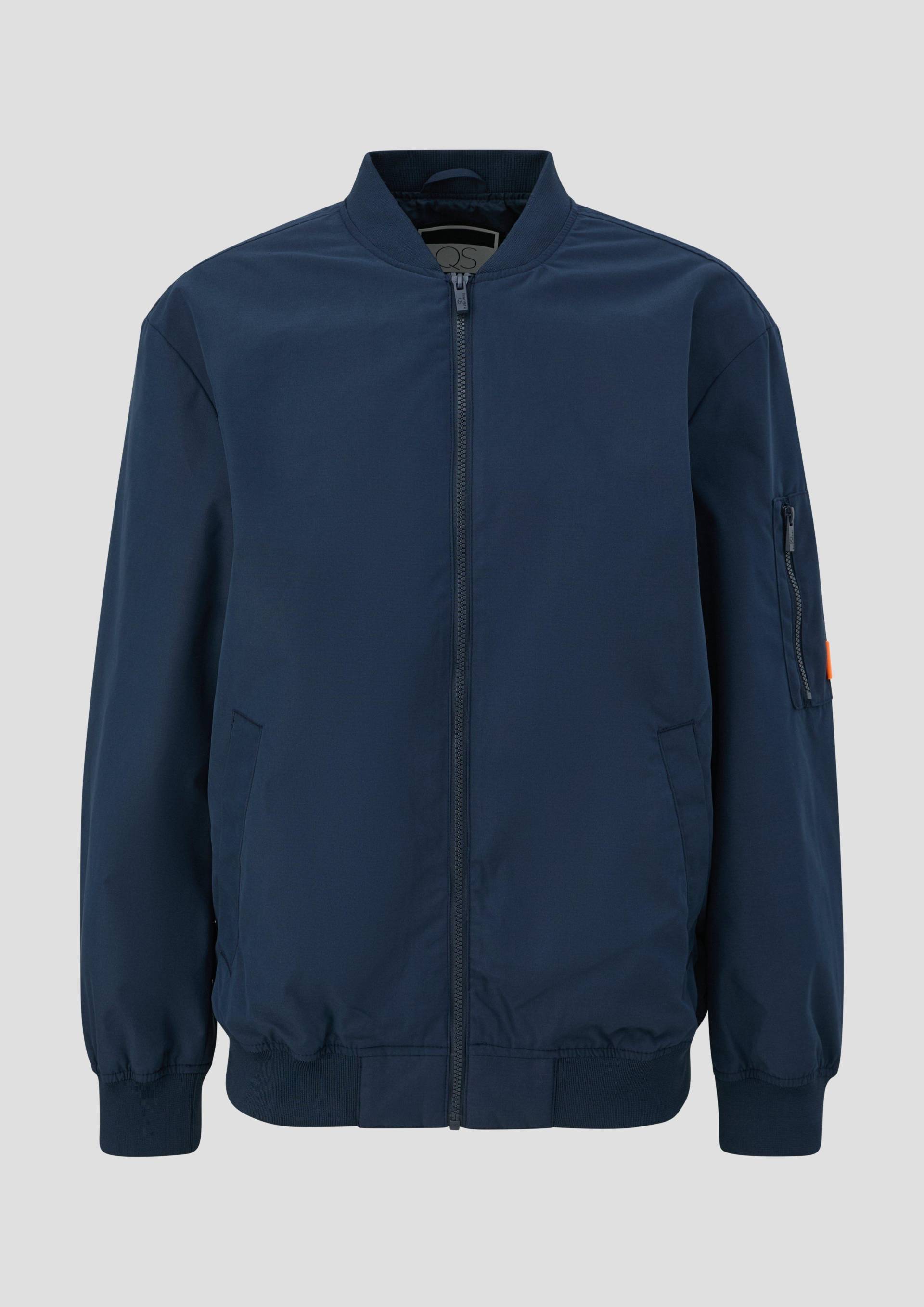 QS - Blouson-Jacke mit Ärmel-Zipper, Herren, blau von QS