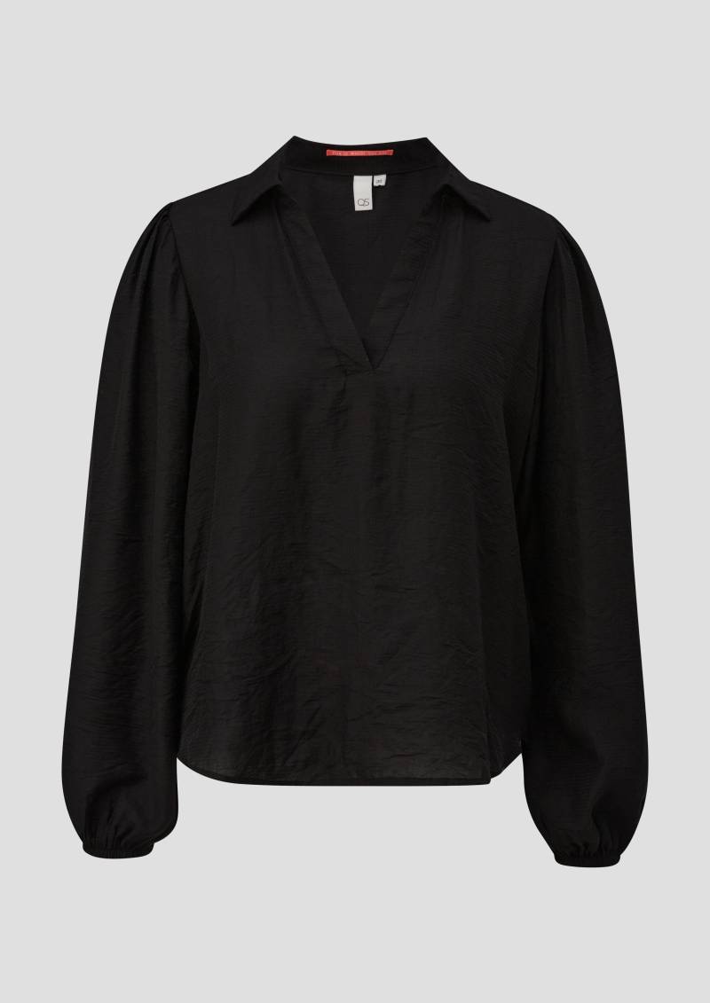 QS - Bluse mit Puffärmel aus Viskosemix, Damen, schwarz von QS