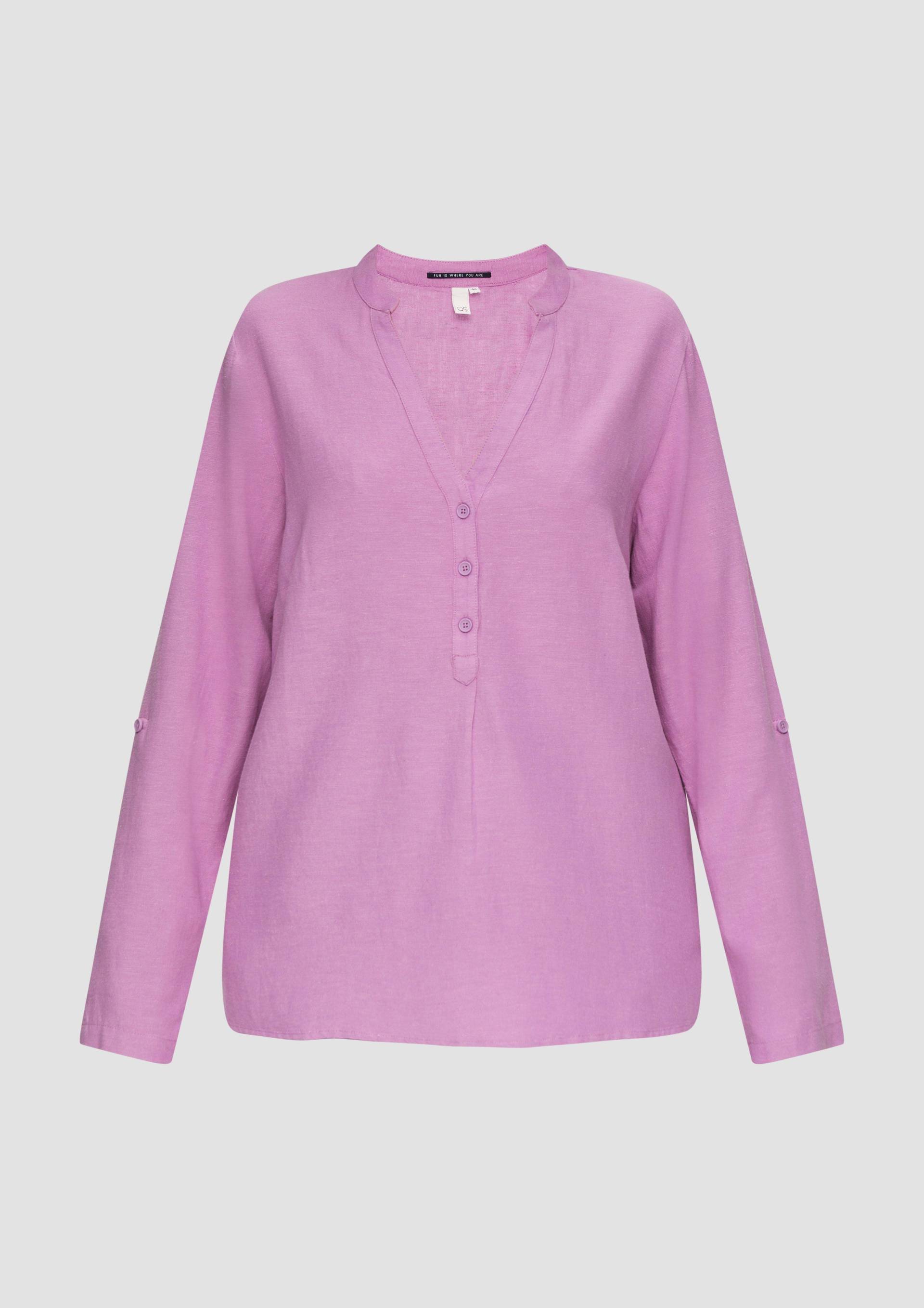 QS - Bluse mit Stehkragen und Knopfleiste, Damen, lila von QS