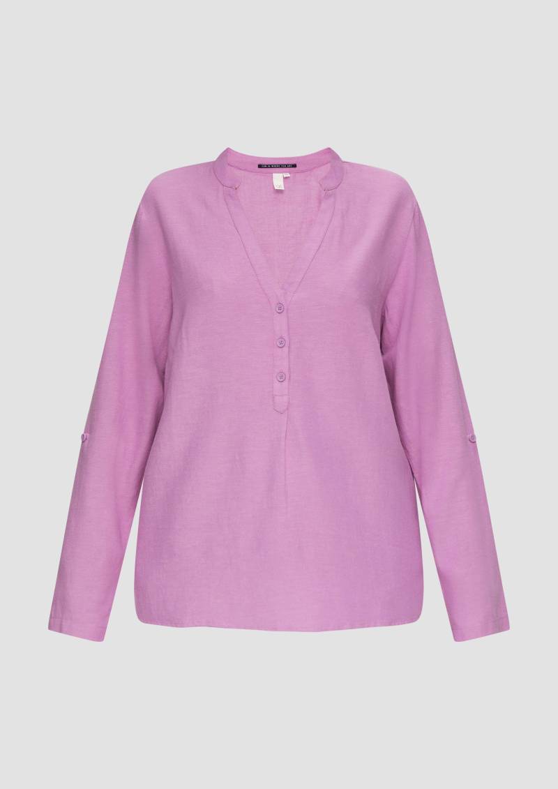 QS - Bluse mit Stehkragen und Knopfleiste, Damen, lila von QS