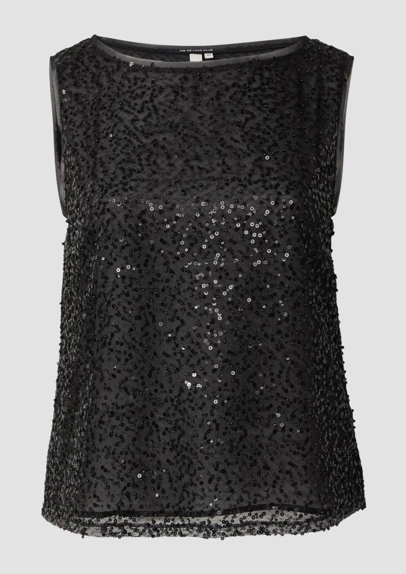 QS - Blusentop mit Schmuckdetails, Damen, schwarz von QS