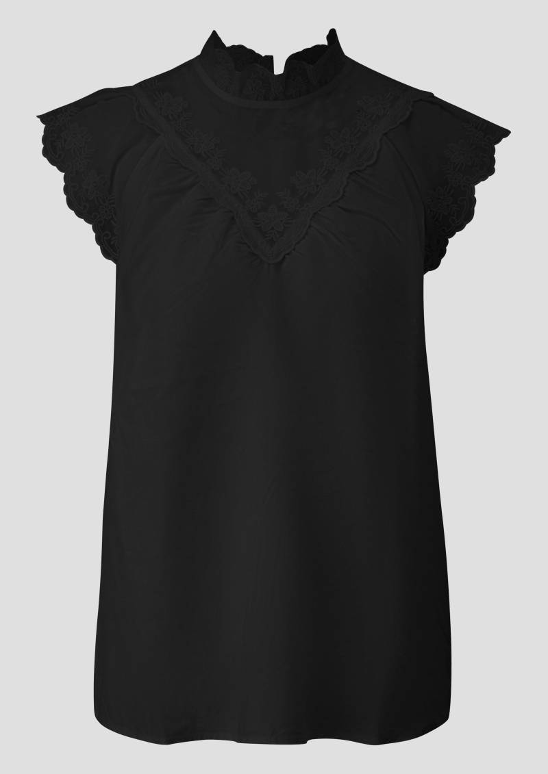 QS - Blusentop mit transparenten Einsätzen und Stickerei, Damen, schwarz QS - Blusentop mit transparenten Einsätzen und Stickerei, Damen, schwarz von QS