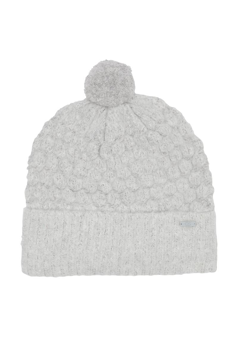 QS - Bommelmütze mit Musterstruktur, Damen, grau von QS