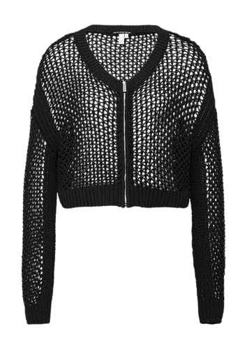 QS Boxy Strickjacke in Häkeloptik schwarz M von QS