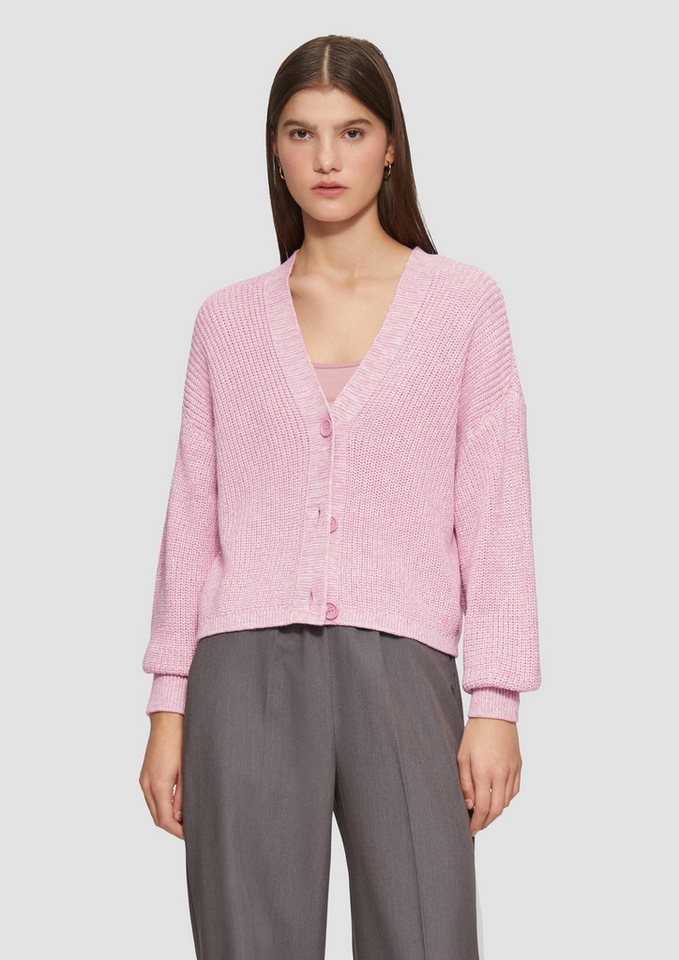 QS Cardigan Strickjacke Kurze Strickjacke aus Baumwollmix mit Knöpfen von QS