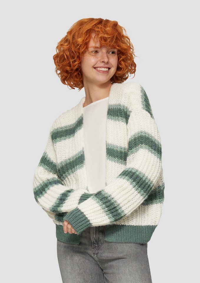 QS Cardigan Strickjacke Offene Strickjacke mit Blockstreifen von QS