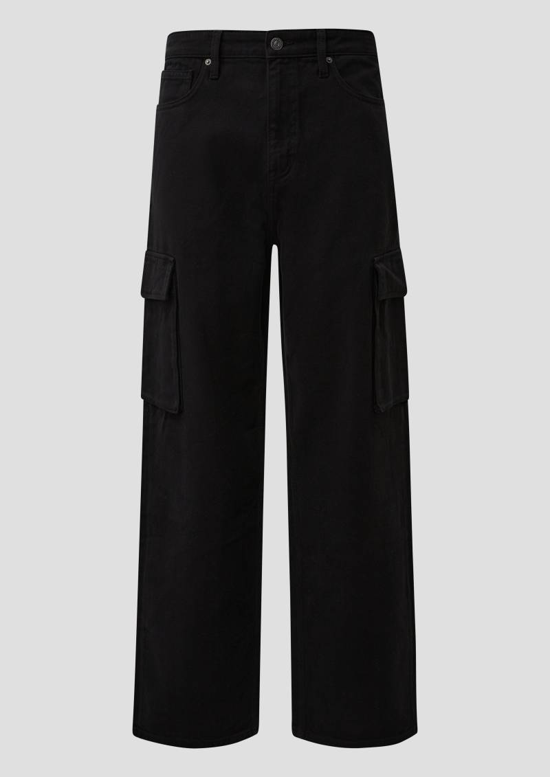 QS - Cargo Denim / Loose Fit / Mid Rise / Straight Leg, Herren, schwarz von QS