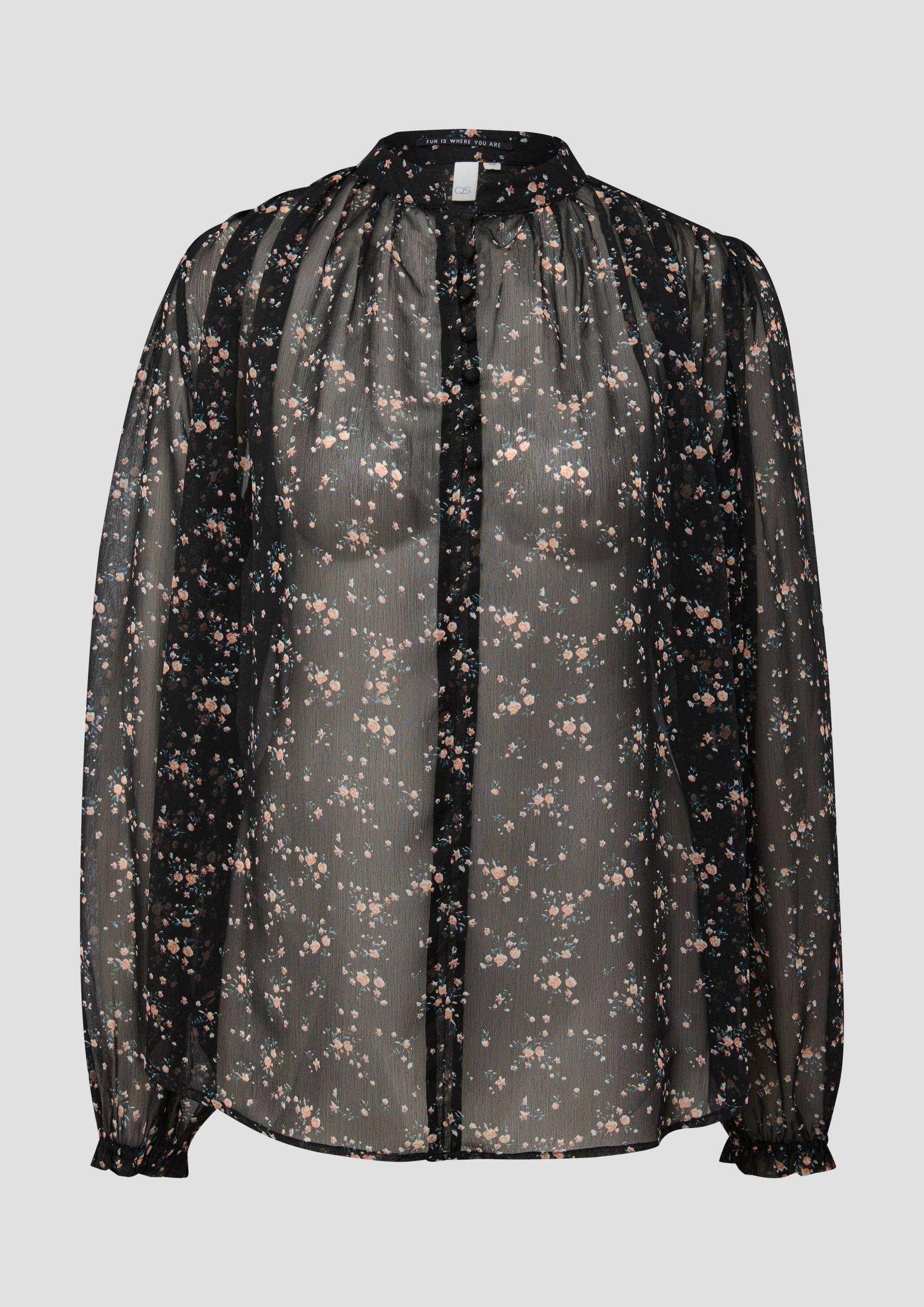 QS - Chiffon-Bluse mit Knöpfen, Damen, mehrfarbig|schwarz von QS