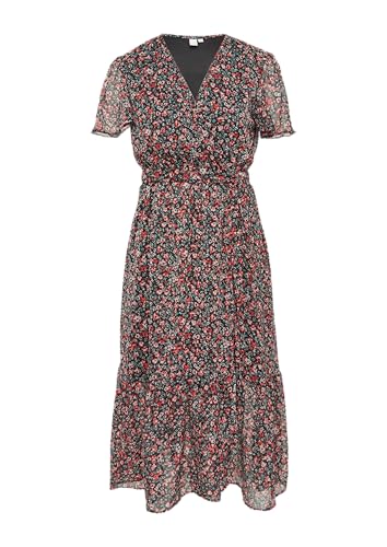QS Chiffonkleid in Wickeloptik mit All-Over-Print schwarz 42 von QS