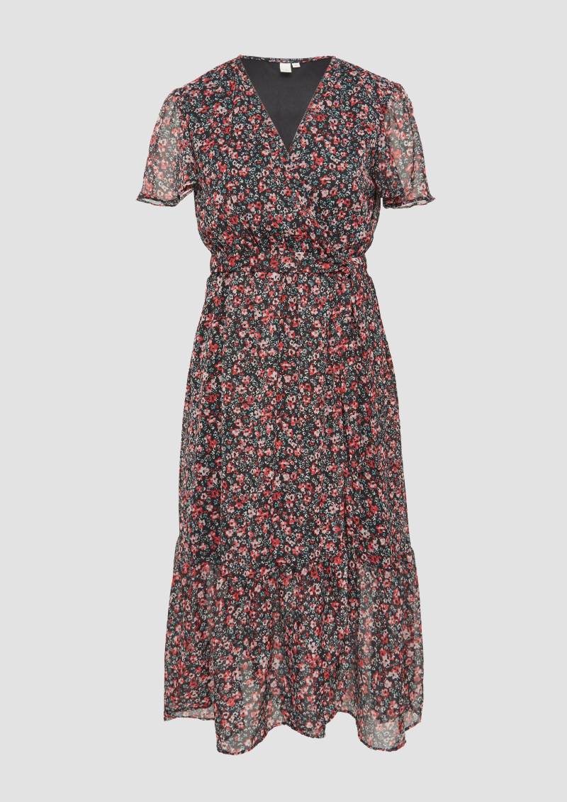 QS - Chiffonkleid in Wickeloptik mit All-over-Print, Damen, mehrfarbig|schwarz QS - Chiffonkleid in Wickeloptik mit All-over-Print, Damen, mehrfarbig|schwarz von QS