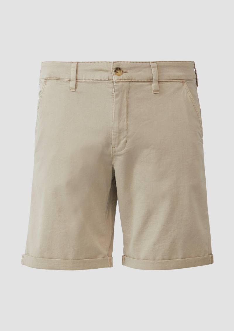 QS - Chino-Shorts John aus Baumwollstretch mit fixiertem Turn-up, Herren, Beige von QS