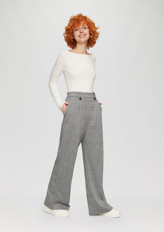 QS Chinos Hose Gemusterte Wide-Leg-Hose aus Interlock-Jersey von QS