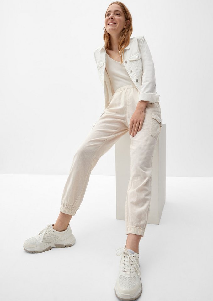 QS Chinos Hose Regular: Cargohose im Leinenmix von QS