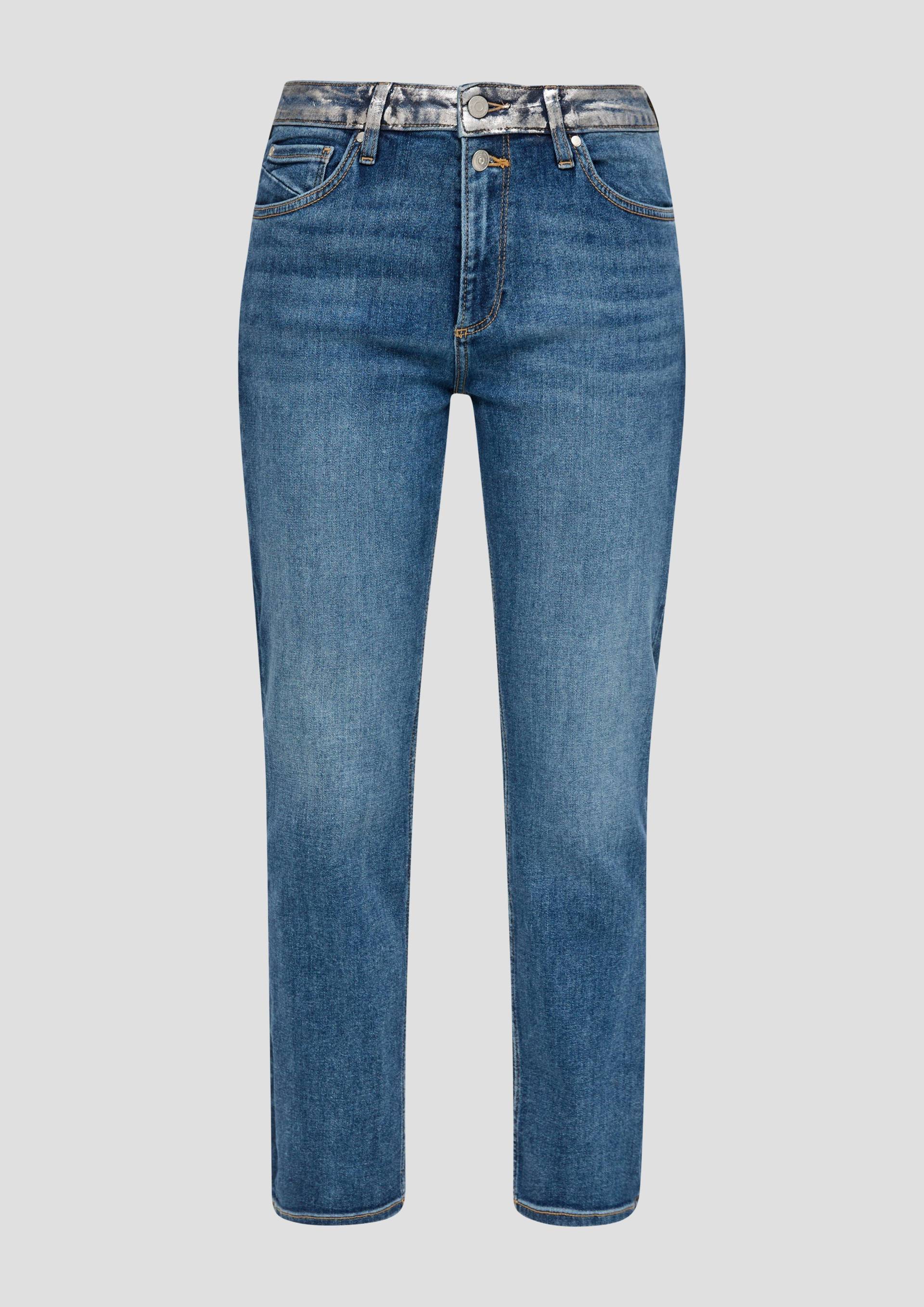 QS - Crop-Jeans Catie / Slim Fit / High Rise / Straight Leg, Damen, blau von QS