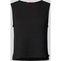 QS Crop Top mit Strukturmuster in Black, Größe XS von QS