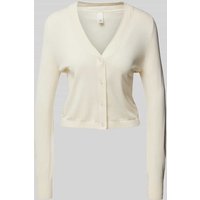 QS Cropped Strickjacke mit Knopfleiste in Beige, Größe M von QS