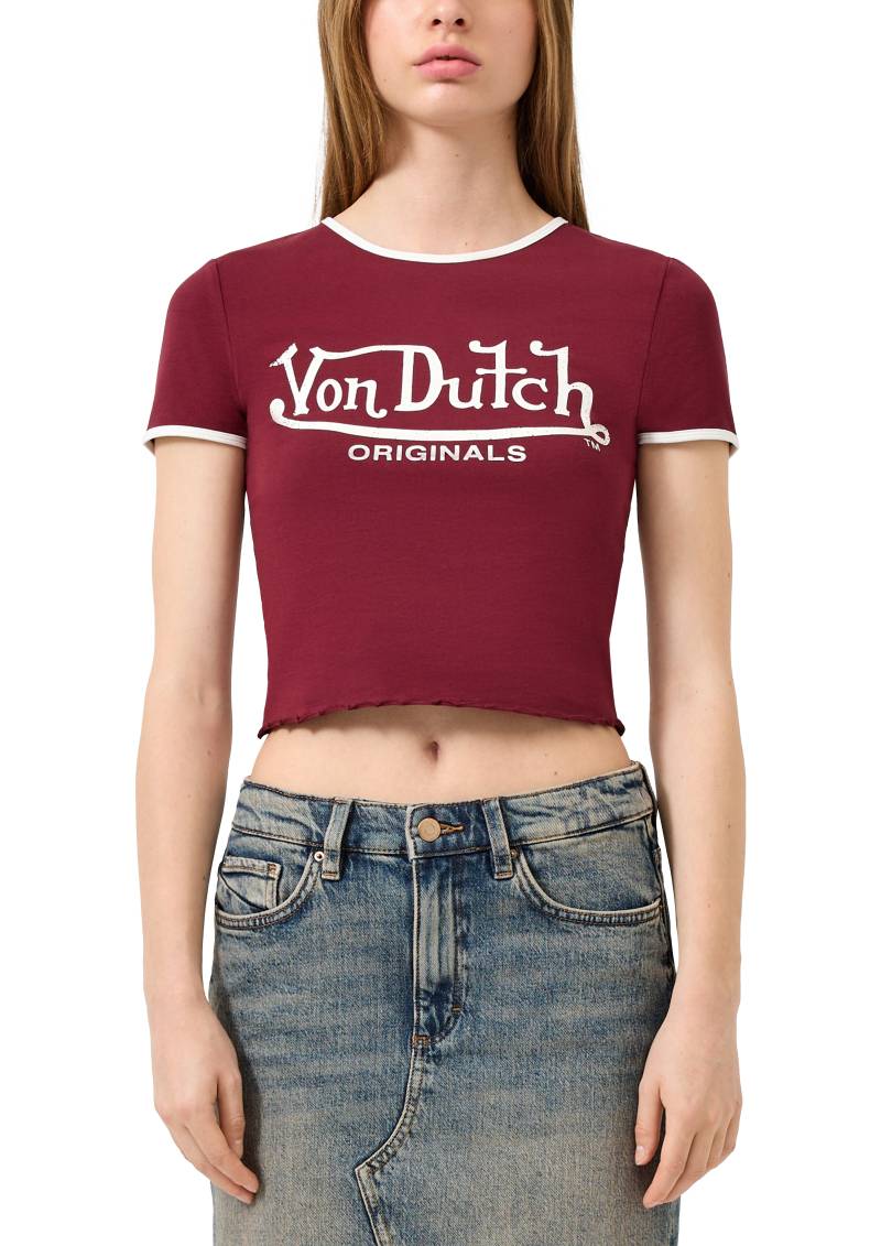 QS - Cropped T-Shirt mit Frontprint | QS x Von Dutch, Damen, rot von QS