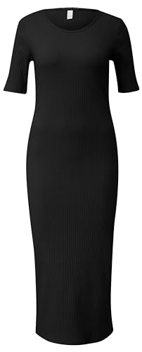 QS Damen 2143508 Maxi Kleid mit Rippstruktur, 9999, X-Large von QS