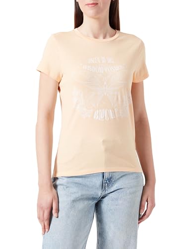 QS Damen 2144078 T-Shirt mit Frontprint, Orange, M von QS