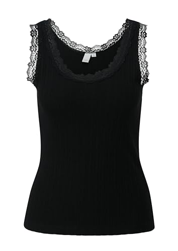 QS Damen 2144173 Top mit Rippstruktur, schwarz 9999, L von QS