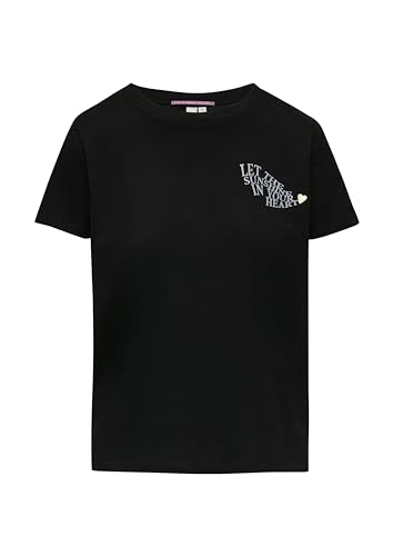 QS Damen 2147439 T-Shirt mit Front-und Rückenprint, schwarz 99D0, XS von QS