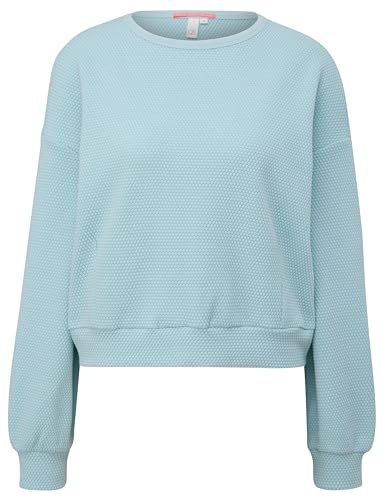 QS Damen 2147730 Sweatshirt mit Struktur, Türkis, 48 von QS