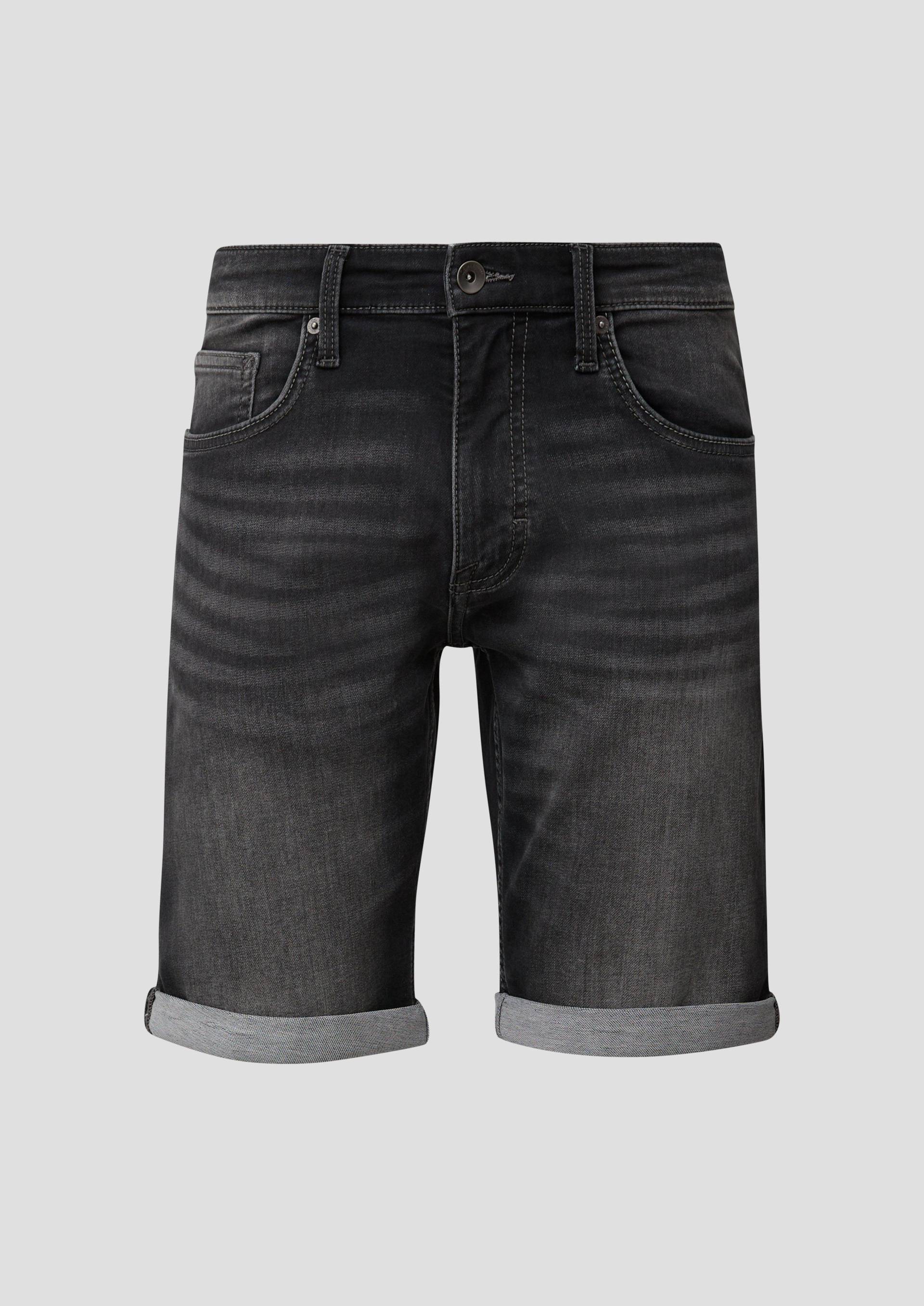 QS - Denim-Shorts mit fixiertem Umschlag, Herren, grau von QS