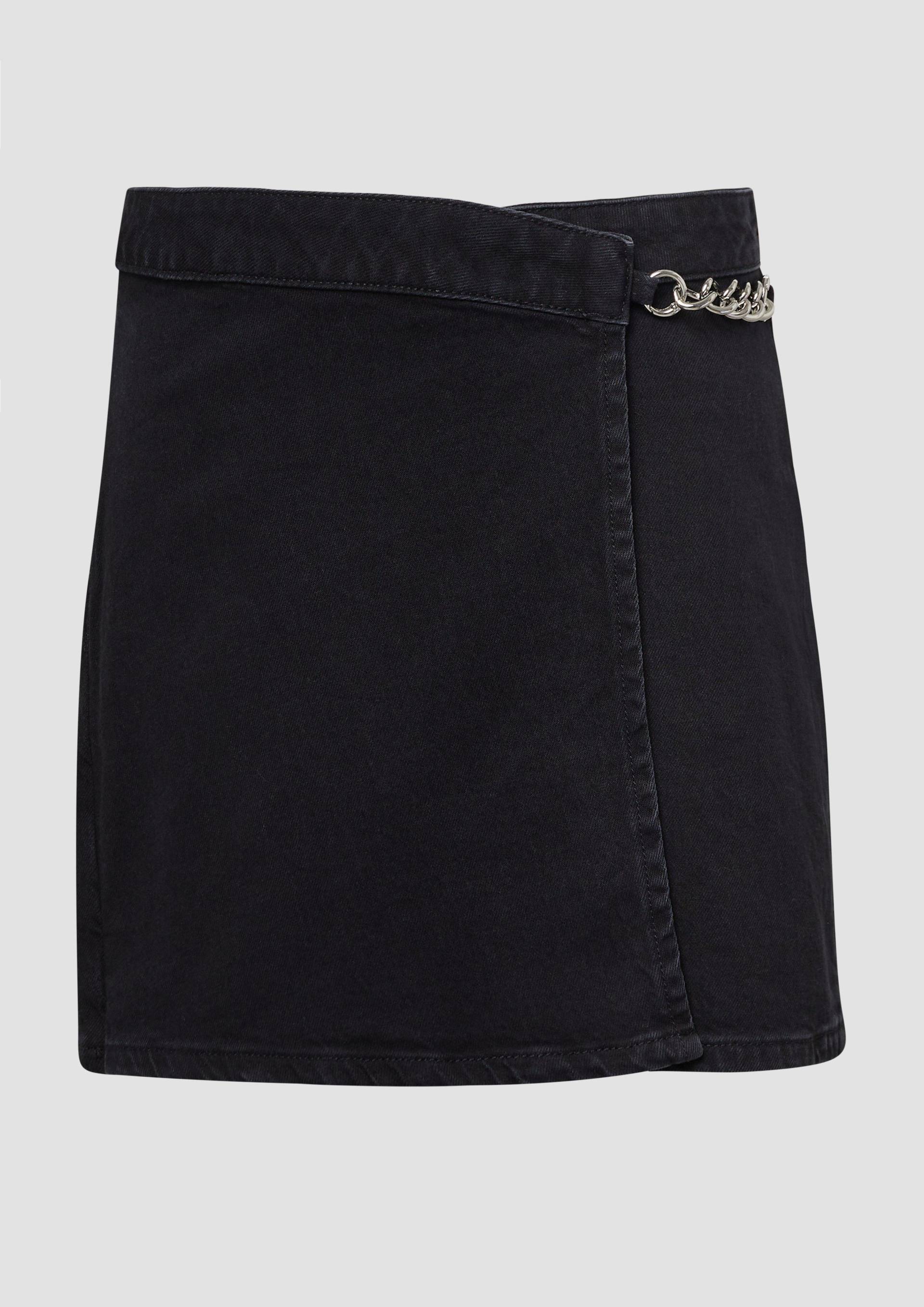 QS - Denim-Skort mit Ketten-Detail, Damen, schwarz QS - Denim-Skort mit Ketten-Detail, Damen, schwarz von QS