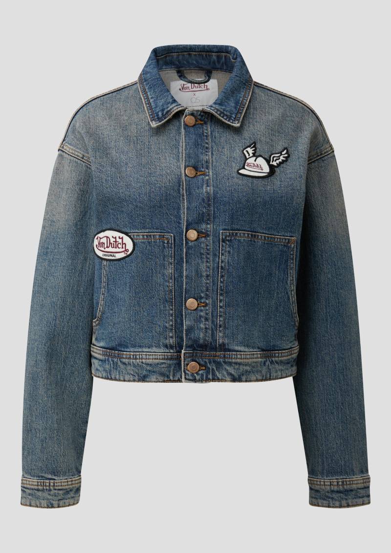 QS - Denimjacke mit Patches | QS x Von Dutch, Damen, blau von QS